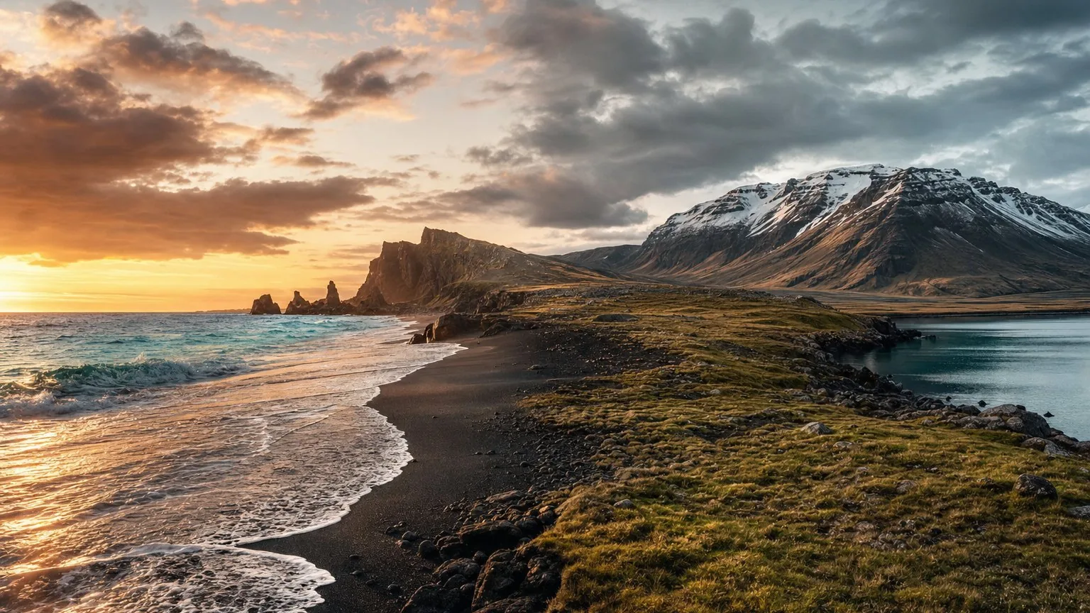 Split coastal and highland landscape representing warm and cold January options