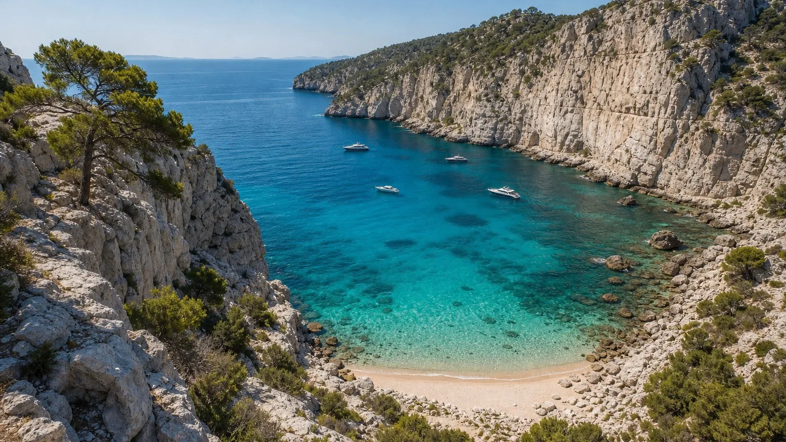 Turquoise cove on the Arrábida coastline near Setúbal